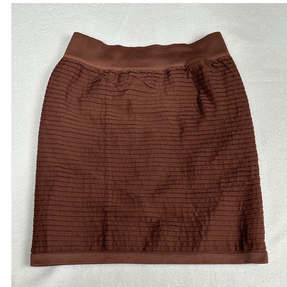 Aura‎ Brown Textured Knit Mini Skirt Womens S/M Bodycon Ribbed Casual